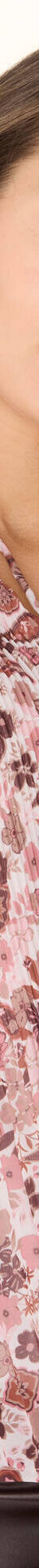 Blouse plissée imprimé fleuri, voile (rose / chocolat) Blouse plissée imprimé fleuri, voile (rose / chocolat)